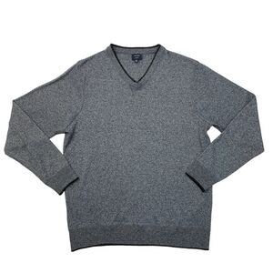 7 Diamonds Sweater Mens XXL 2XL Grey Marled Lightweight V Neck Pullover Preppy